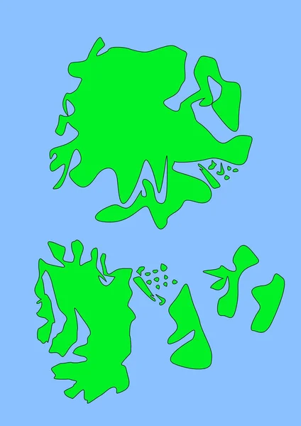 Вигадана Карта Кантрі Арту Зеленими Континентами Синім Океаном Карта Банера — стокове фото