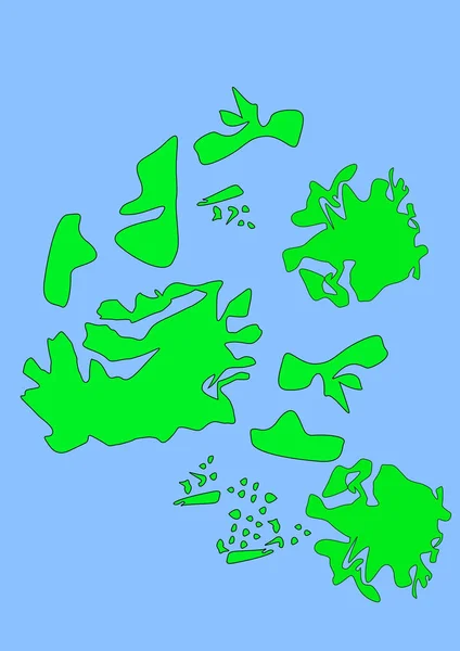 Mapa Fictício Arte Country Com Continentes Verdes Oceano Azul Mapa — Fotografia de Stock