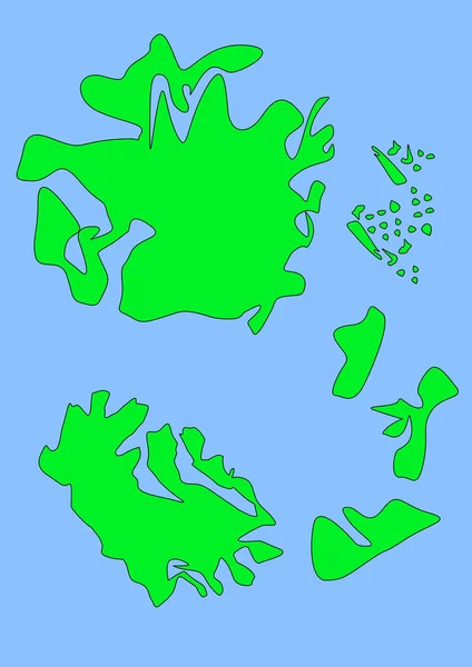 グリーン大陸 ブルーオーシャンによる架空のカントリーアートマップ ポスター 印刷物 カバーまたは壁の装飾のための地図 イマジネーションワールド — ストック写真