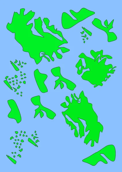 Fikcyjna Mapa Sztuki Country Zielonymi Kontynentami Błękitny Ocean Mapa Baneru — Zdjęcie stockowe