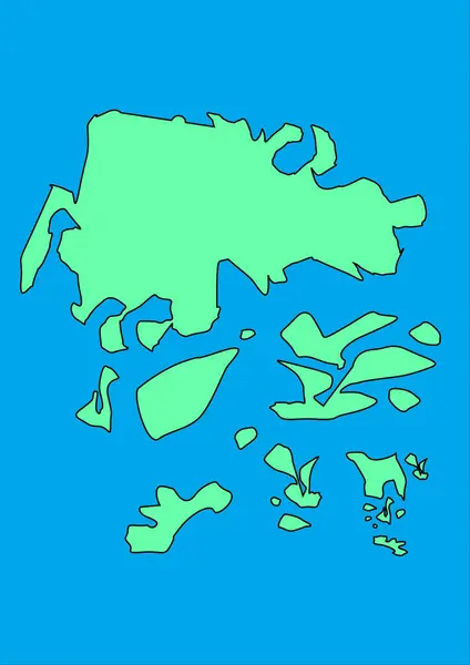 グリーン大陸と青い海の架空の世界の架空の地図 ポスター 印刷物 カバーまたは壁の装飾のための地図 イマジネーションワールド — ストック写真