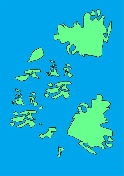 Mapa Fictício Mundo Imaginário Com Continentes Verdes Oceano Azul Mapa — Fotografia de Stock