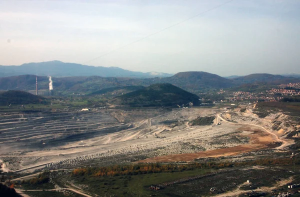 Surface Coal Mining Pit Panorama Pljevlja Montenegro — Stock Photo, Image
