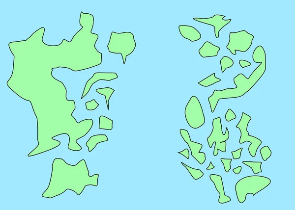 Mapa Fictício Com Continentes Verdes Oceano Azul Mapa Para Banner — Fotografia de Stock