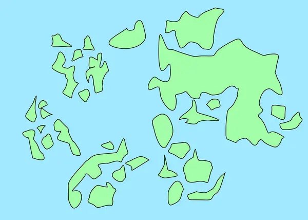 Вымышленная Карта Зелеными Континентами Голубым Океаном Карта Баннера Плаката Печати — стоковое фото