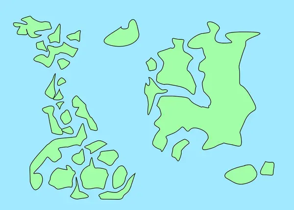 Вымышленная Карта Зелеными Континентами Голубым Океаном Карта Баннера Плаката Печати — стоковое фото