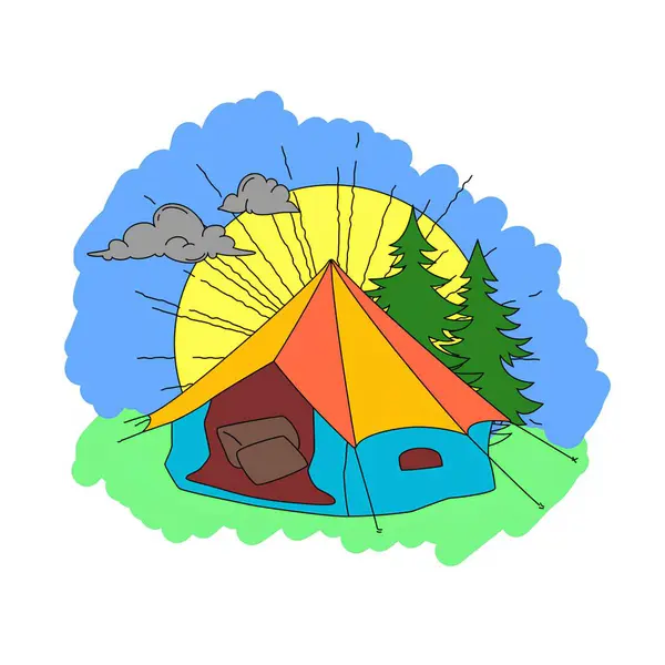 Camping Tält Färg Naturen Illustration — Stockfoto