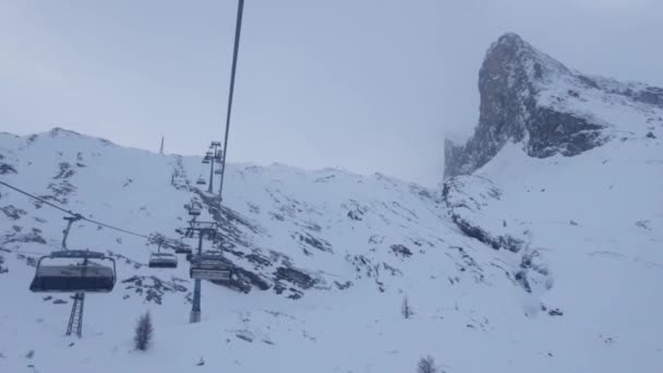 Снежные Горы Расстрелянные Сверху Европейские Альпы Ледник Гинтертукс — стоковое видео