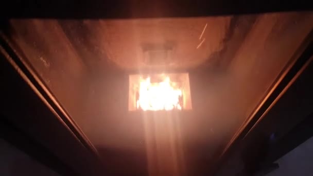 炉在壁炉中燃烧球状燃料 — 图库视频影像