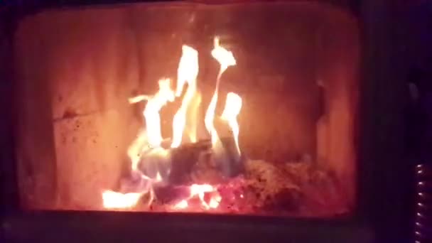 Fuego Ardiendo Una Chimenea Cámara Lenta — Vídeo de stock