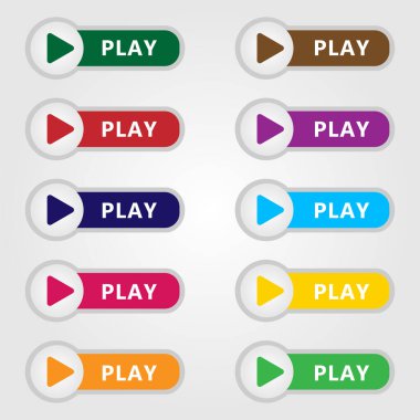 Oynatma düğmesi simgesi paketi. Vektör illüstrasyonu.