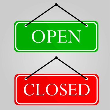 açık ve kapalı işaretler. vektör çizim.