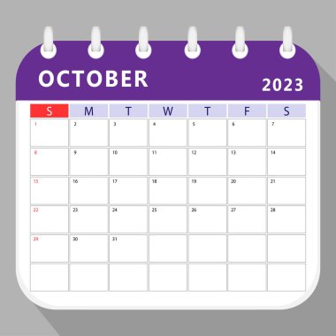 October 2023 calendar planner template. Vector design.