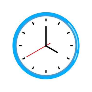 Duvar saati beyaz arka planda izole edilmiş. Vektör illüstrasyonu.