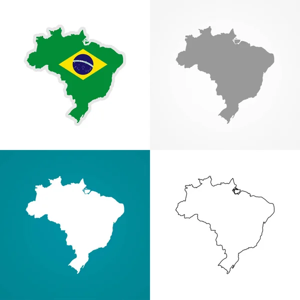 Brasilien Flagga Och Kartor Mall Vektorns Utformning — Stock vektor