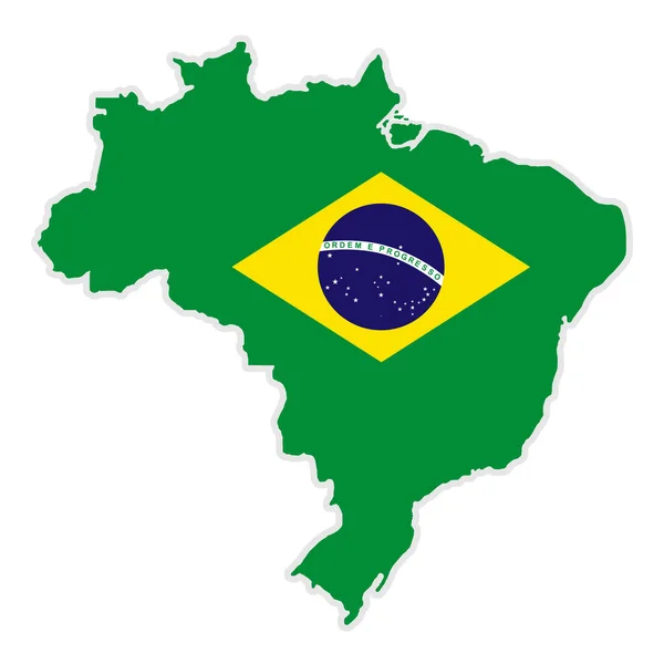 Mapa Bandera Nacional Brasil Diseño Vectorial — Vector de stock