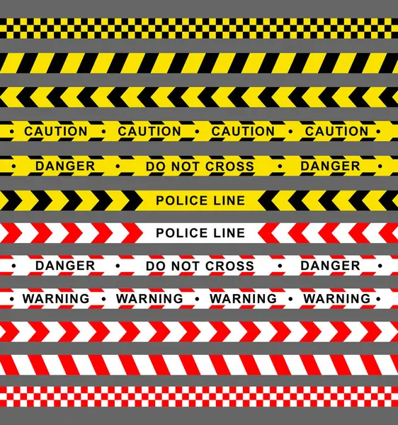 Ligne Police Signe Collection Panneau Avertissement Conception Vectorielle — Image vectorielle
