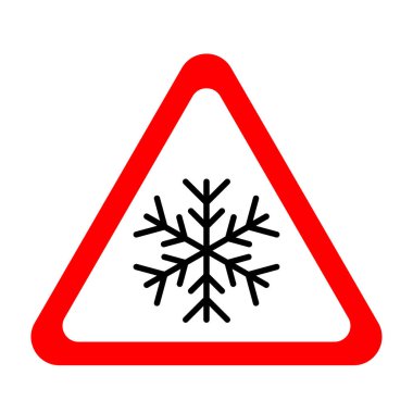 Öndeki kar işareti. Yol ve trafik işaretleri. Vektör illüstrasyonu.