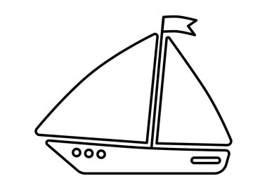 Gemi klibi sanatı. Çocukların çizimleri ve boyaları için tasarım. Vektör illüstrasyonu.