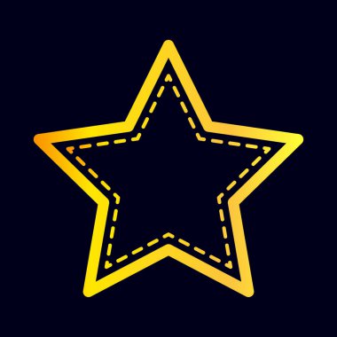 Koyu mavi arka planda izole edilmiş yıldız şekilli altın çerçeve şablonu. Vektör illüstrasyonu.