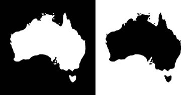 Avustralya haritası silueti. Siyah ve beyaz konsept. vektör illüstrasyonu.