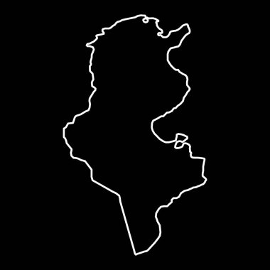 Tunus haritası silueti. Siyah ve beyaz konsept. vektör illüstrasyonu.