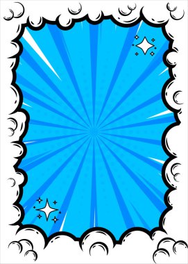 Komik bir arka plan şablonu. Mavi renk konsepti. Tasarım illüstrasyonu.