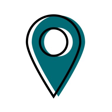 Harita pin konumu simgesi. Düz dizayn. Vektör illüstrasyonu.