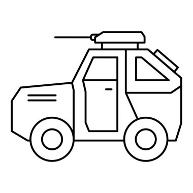 Askeri araç klipsleri. Çocukların çizimleri ve boyaları için tasarım. Vektör illüstrasyonu.