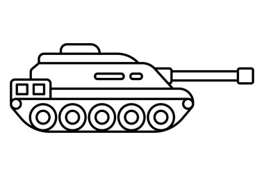 Tank klipsi sanatı. Çocukların çizimleri ve boyaları için tasarım. Vektör illüstrasyonu.