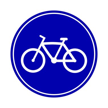 Bisiklet işareti için zorunlu yol. Yol tabelası. Vektör illüstrasyonu.