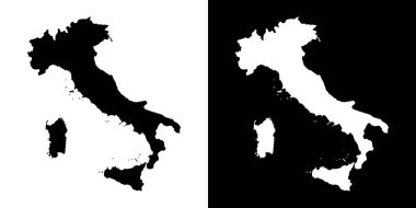İtalya haritası silueti. Siyah ve beyaz konsept. vektör illüstrasyonu.