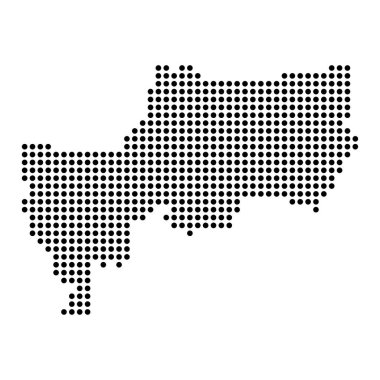 Bangkok şehri beyaz arka planda izole edilmiş nokta haritası. Vektör tasarımı.