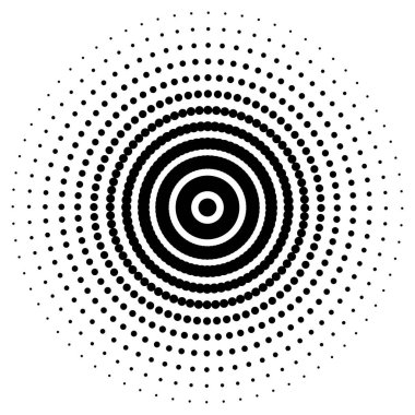 Eşmerkezli daireler, nokta desenli görüntüler. Vektör illüstrasyonu.