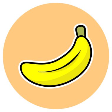 Canlı ve neşeli bir muz ikonu, yemek, sağlık ve refah tasarımları için mükemmel..
