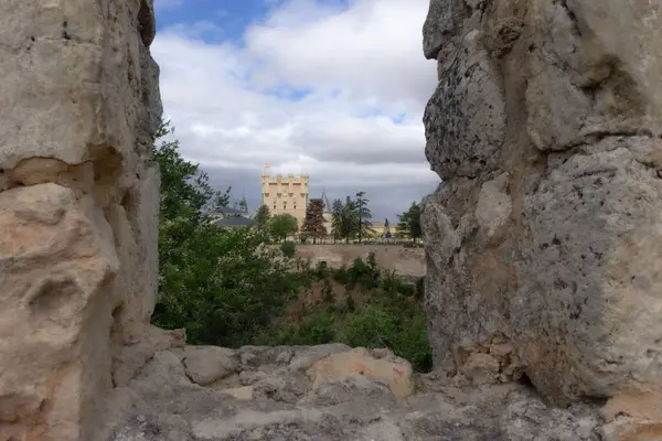 A window view of Segovia's Castle (Alcazar), Spain.