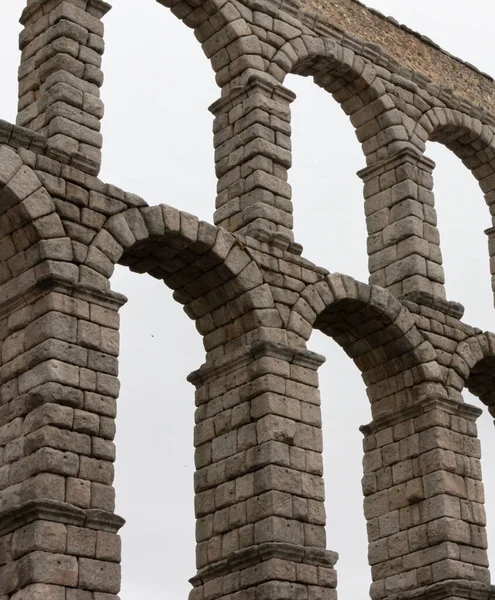 A closeup of the aqueduct of Segovia, Spain. Castilla y Leon. Roman concept.