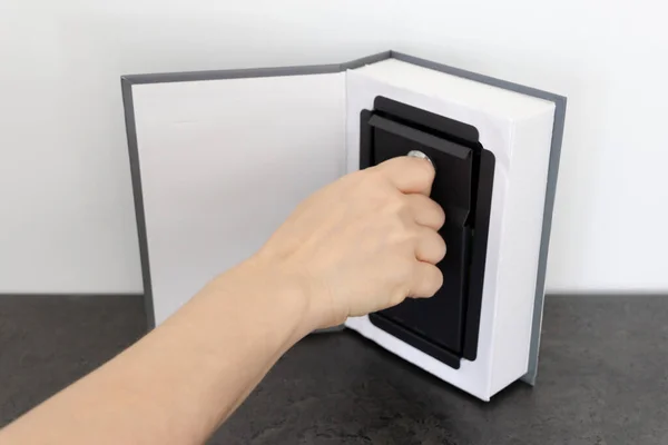 Hand Seen Opening Closing Secure Safe Box Perfect Image Illustrate — Stock Photo, Image
