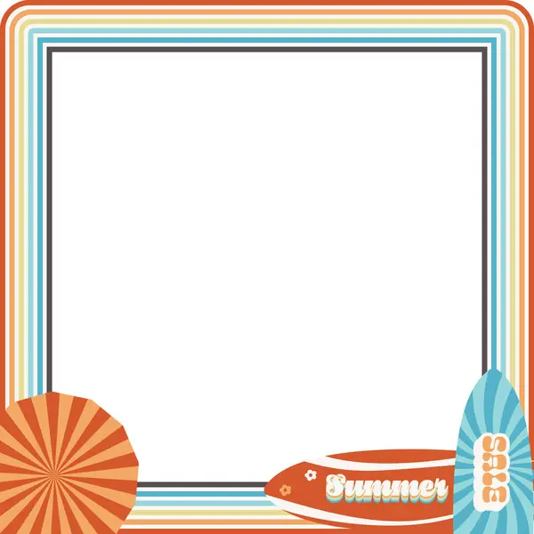 Retro Yaz Satış Çerçeve Vektörü İllüstrasyonu, çerçeve promosyonları için mükemmel