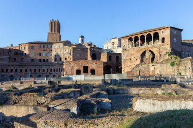 Roma, İtalya - 29 Haziran 2019: Trajan 'ın Pazar Harabeleri
