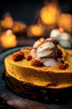 Meyve soslu çikolatalı kek.