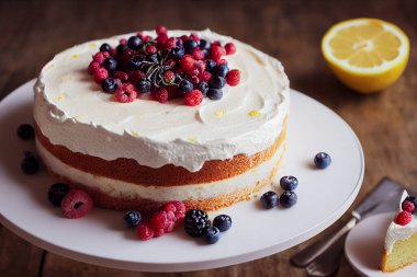 Meyve soslu çikolatalı kek.