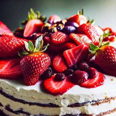 Meyve soslu çikolatalı kek.