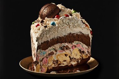 Meyve soslu çikolatalı kek.