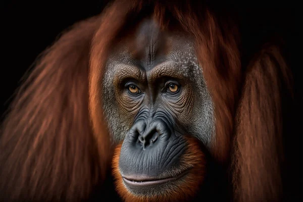 Zbliżenie Męski Orangutan — Zdjęcie stockowe