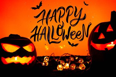 Fenerli balkabağı turuncu arka plan.