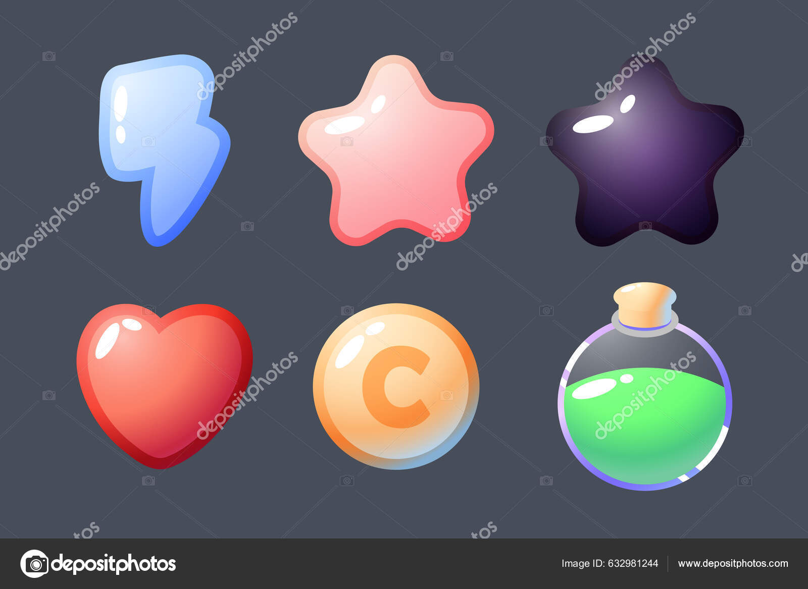 Game Kit Icons Stars Colored Ribbons Menus Status Bars Online Stock Vector by ©norkhalimah06