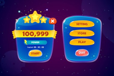 Oyun varlığı UI tasarım çizgi film ögesi zarif ve renkli