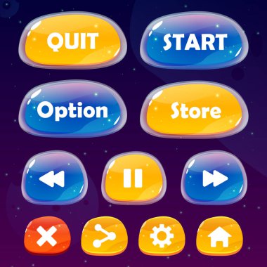 Tüm seviye oyunu simge penceresi ve elementleri için tasarım