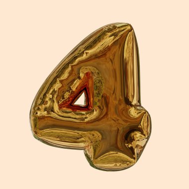 3D Golden balloon text